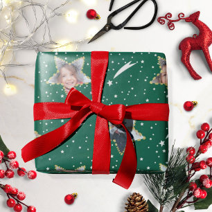 Papel De Presente Padrão Estelar Fofo Foto de Natal Personalizada
