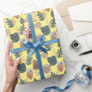 Papel De Presente Padrão estético BOHO A12 L Amarelo BG