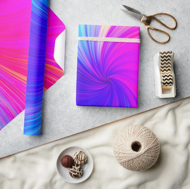 Papel De Presente Padrão Estético de Cores Vibrantes (Artesanato)