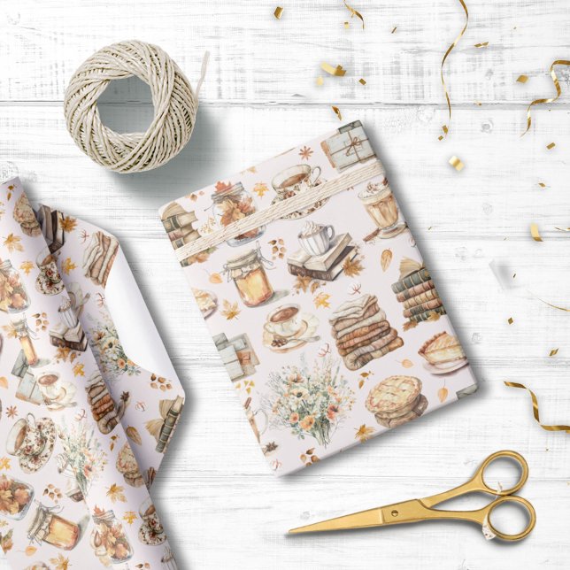 Papel De Presente Padrão Estético Essencial Favorito do outono (In situ)