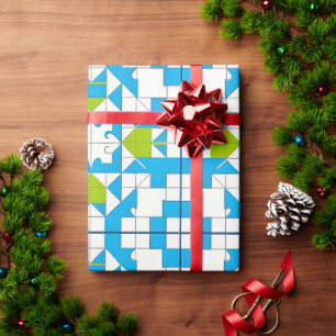 Papel De Presente Padrão Estilizado de Peças de Quebra-Cabeça