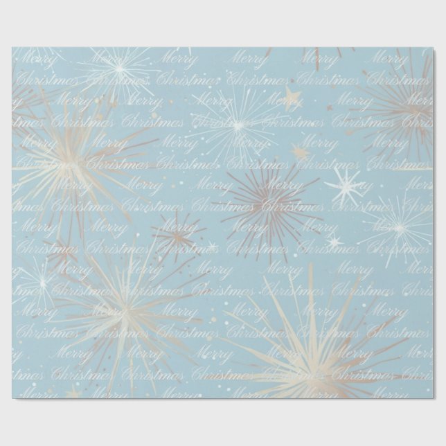 Papel De Presente Padrão Estrela Explosiva Abstrata Azul Feliz Natal (Aberto)