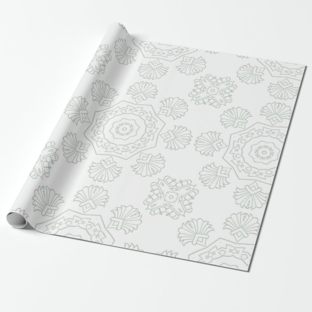 Papel De Presente Padrão étnico branco (Desenrolado)