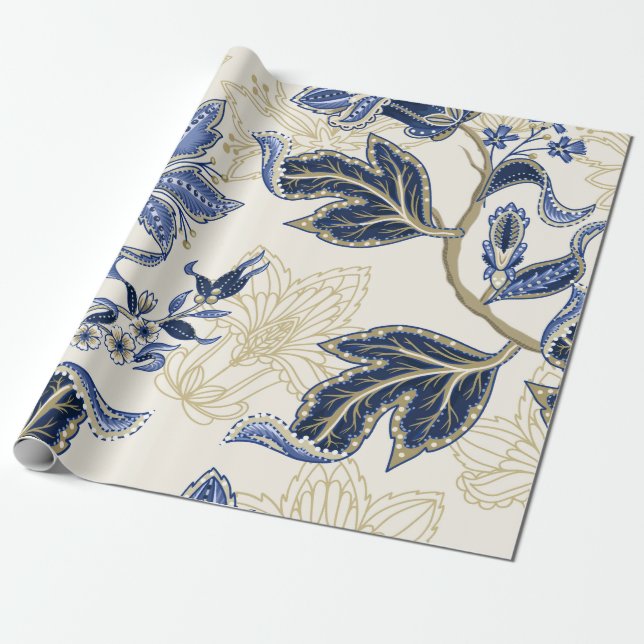 Papel De Presente Padrão étnico uniforme com ornamento indiano. Vint (Desenrolado)