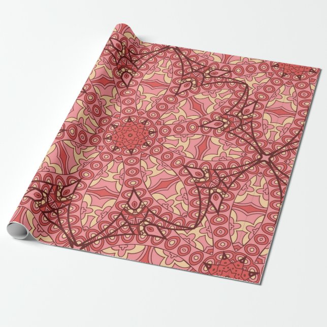 Papel De Presente padrão étnico uniforme de abstrato flor mandala (Desenrolado)