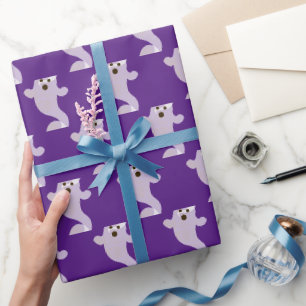 Papel De Presente Padrão fantasma clássico em roxo