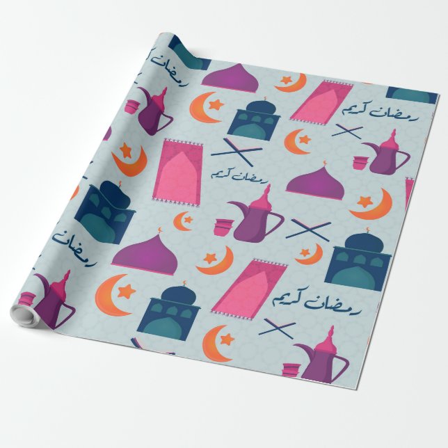 Papel De Presente Padrão Feliz Ramadão (Desenrolado)
