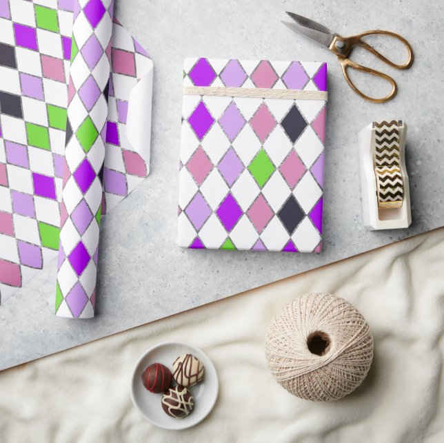 Papel De Presente Padrão Festivo De Diamante Roxo (Artesanato)
