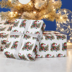 Papel De Presente Padrão festivo de elfo de Natal