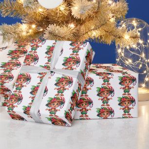 Papel De Presente Padrão festivo de elfo de praia de Natal