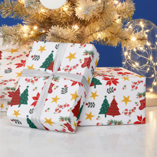 Papel De Presente Padrão Festivo de Férias de Natal