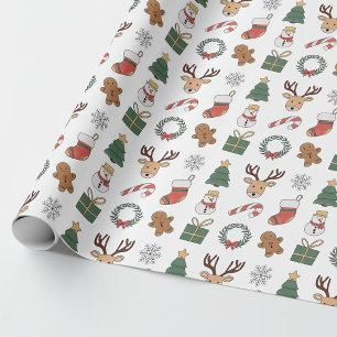 Papel De Presente Padrão Festivo de Natal de Biscoito de Gengibre de