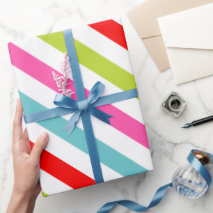 Papel De Presente Padrão Festivo – Listras de Férias Retrô