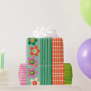 Papel De Presente Padrão Finlandês de distribuição de flores alegre