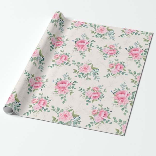 Papel De Presente Padrão floral (Desenrolado)