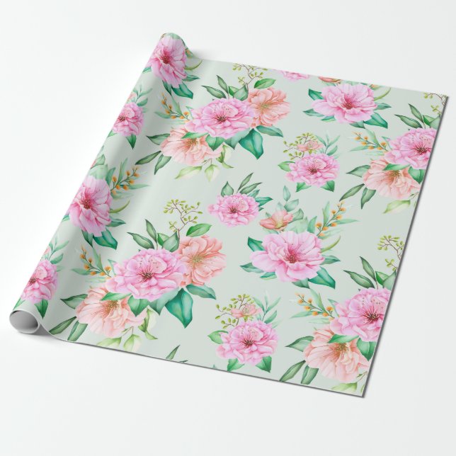 Papel De Presente Padrão floral (Desenrolado)