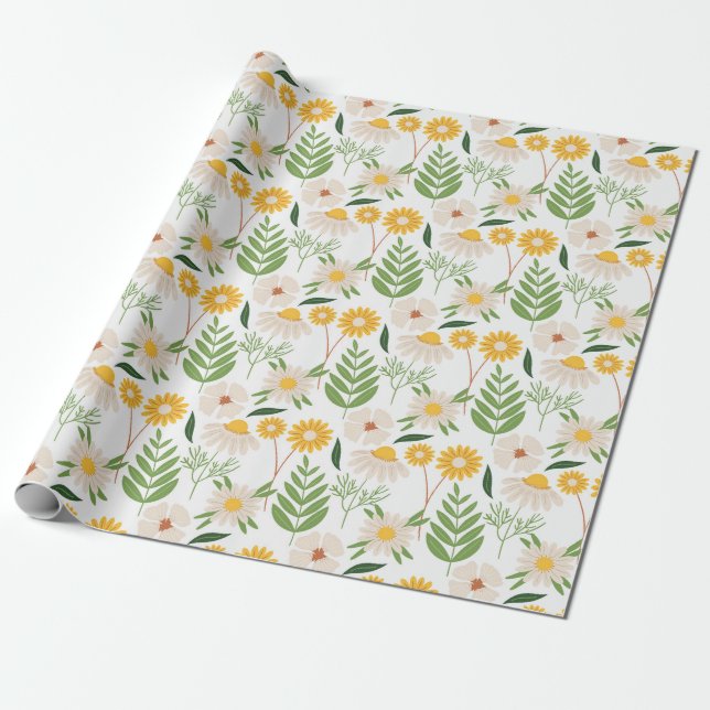 Papel De Presente Padrão Floral (Desenrolado)