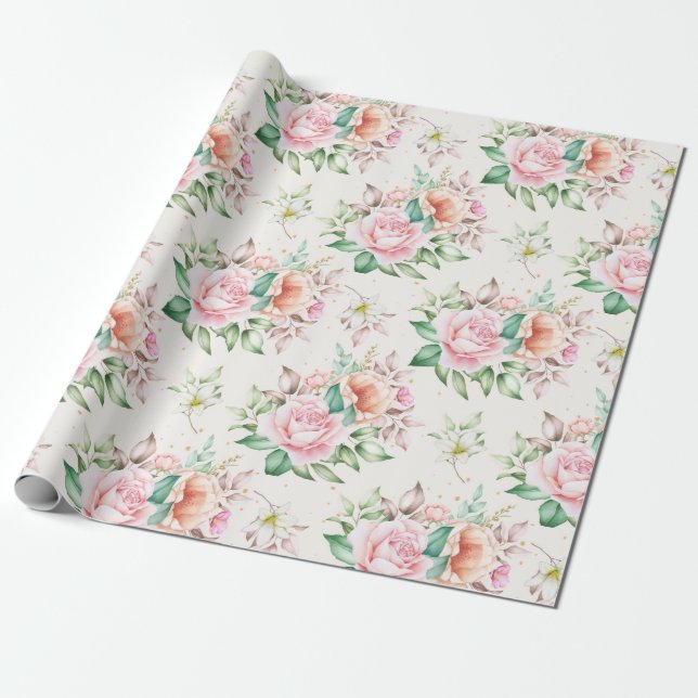 Papel De Presente Padrão floral (Desenrolado)