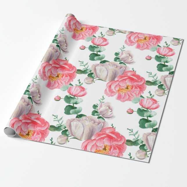 Papel De Presente Padrão floral (Desenrolado)