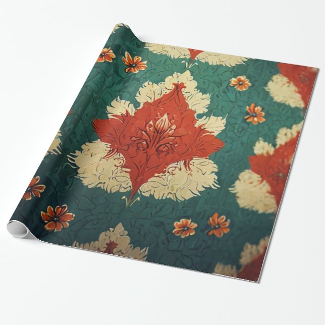 Papel De Presente Padrão Floral (Desenrolado)