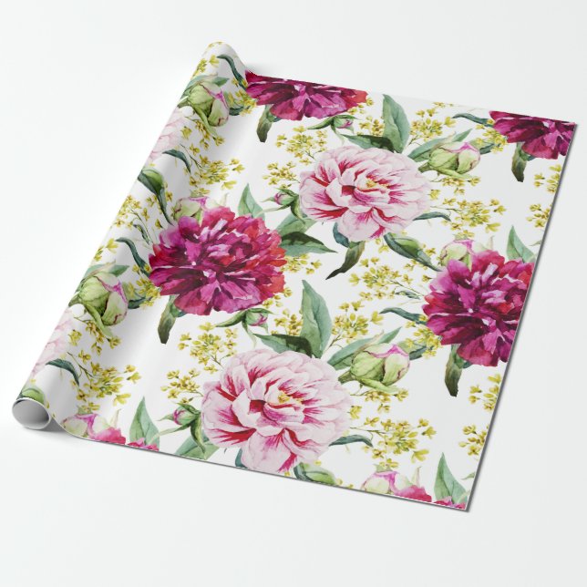 Papel De Presente Padrão floral (Desenrolado)