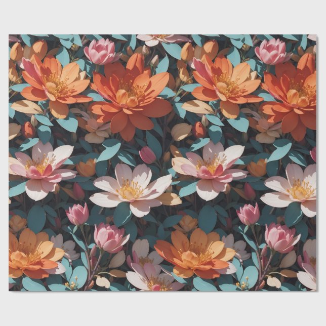 Papel De Presente Padrão Floral 5 | Papel de enrolamento (Aberto)