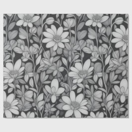 Papel De Presente Padrão Floral 7 Mono | Papel de enrolamento