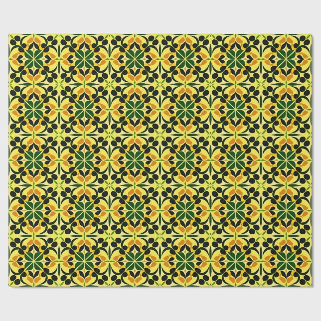 Papel De Presente Padrão Floral Abstrato Colorido (Aberto)