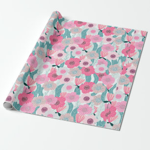 Papel De Presente padrão floral abstrato pastel. Belo flanco rosa