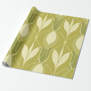Papel De Presente Padrão Floral Abstrato Verde Fresco e Lima