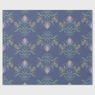 Papel De Presente Padrão Floral Art Nouveau Vintage em Damasco