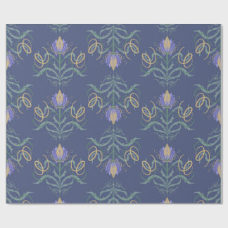 Papel De Presente Padrão Floral Art Nouveau Vintage em Damasco