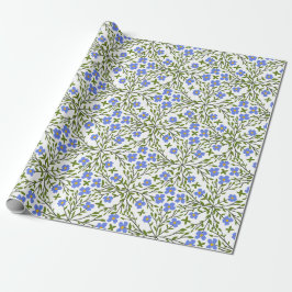 Papel De Presente Padrão Floral Azul Blooms Ditsy