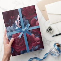 Padrão Floral Azul Marinho Rosa Burgundy Elegante