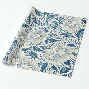 Papel De Presente Padrão floral azul Vintage