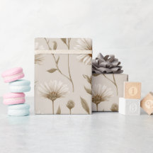 Padrão Floral Bege Boho Terra Daisy