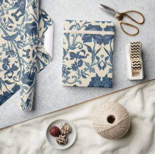 Papel De Presente Padrão floral Blue Iris de William Morris vintage