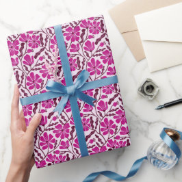 Papel De Presente Padrão Floral Boho Médio Século Moderno Roxo