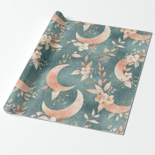 Papel De Presente Padrão Floral Boho Rústico da Lua (10)