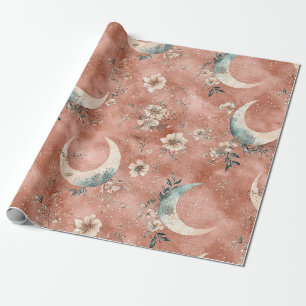 Papel De Presente Padrão Floral Boho Rústico da Lua (9)