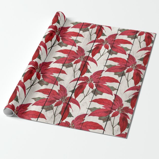 Papel De Presente Padrão floral bonito de Natal elegante (Desenrolado)