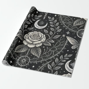Papel De Presente Padrão Floral Borboleta Gótica (4)