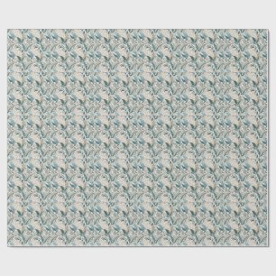 Papel De Presente Padrão Floral Botânico de Folha Minimalista em Ver