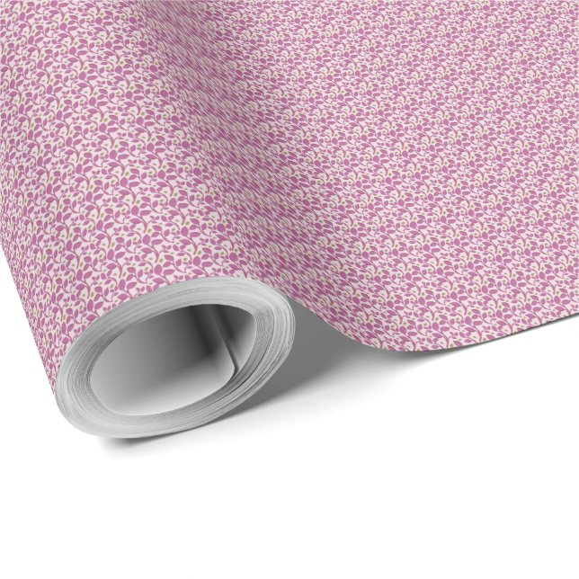 Papel De Presente Padrão Floral Botânico Rosa de Videira Design da N (Ponta do rolo)