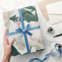 Padrão Floral Branco Peônia Creme Minimalista