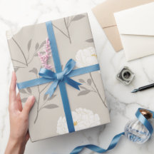 Padrão Floral Branco Peônia Creme Minimalista