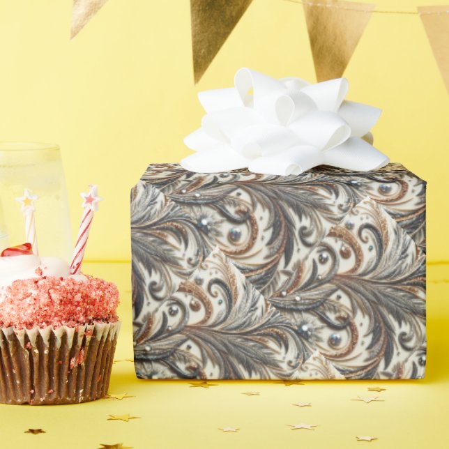 Papel De Presente Padrão floral brilhante com gemstone (Festa de aniversário)