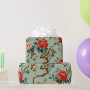 Papel De Presente Padrão Floral Chinoiserie