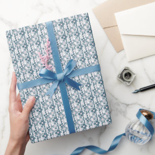 Papel De Presente Padrão floral cinza e branco cinza