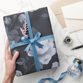 Papel De Presente Padrão Floral Cinza Flor Neutro Chic